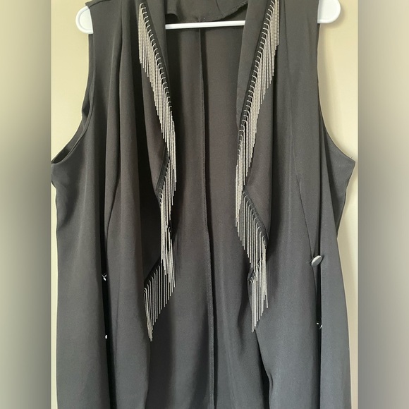 SHEIN curve love Black dress Vest with silver Fringe Accents and buttons 2XL - Picture 3 of 11